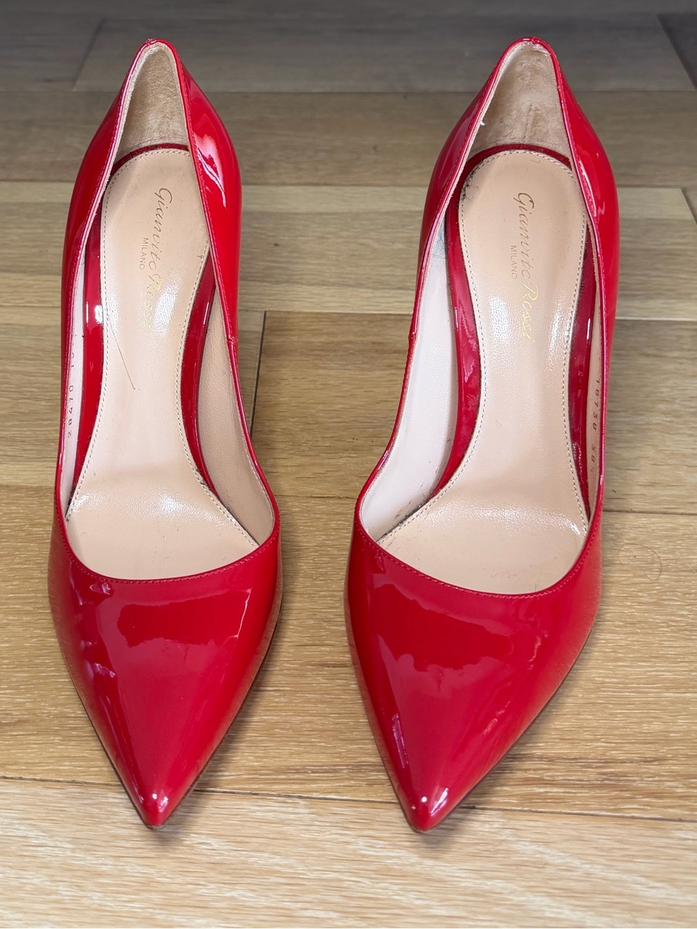 New Red Patent Leather Gianvito Rossi Heels. Made in Italy. Size 8.5